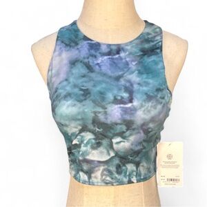 Conscious Crop Yoga Athleta Teal and Purple Tie-Dye Top NWT